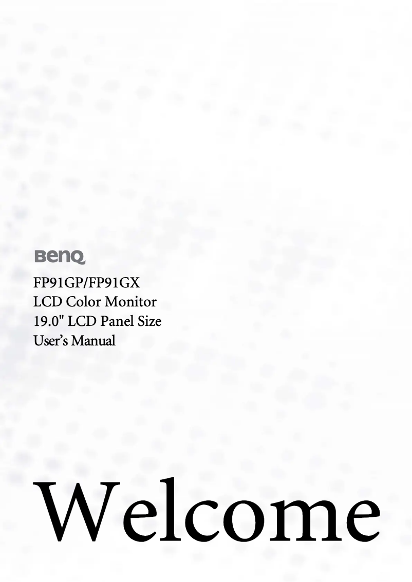 Page n°1 - Manuel utilisateur BenQ FP91G X