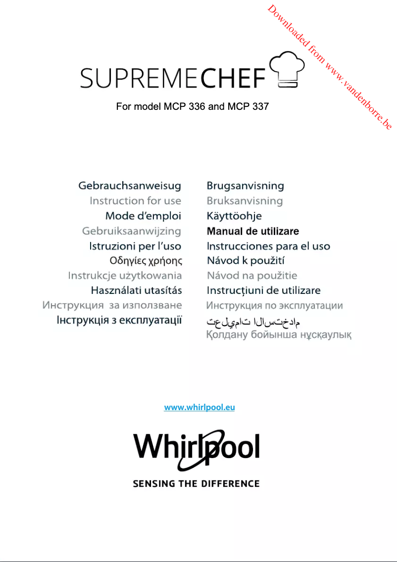 Page n°1 - Manuel utilisateur Whirlpool Supreme Chef MWP 337