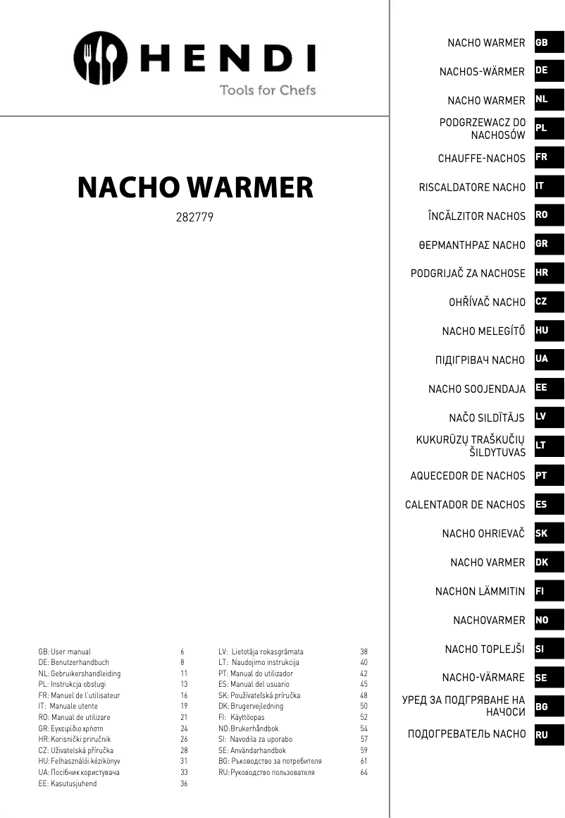 Page 1 de la notice Manuel utilisateur Hendi 282779