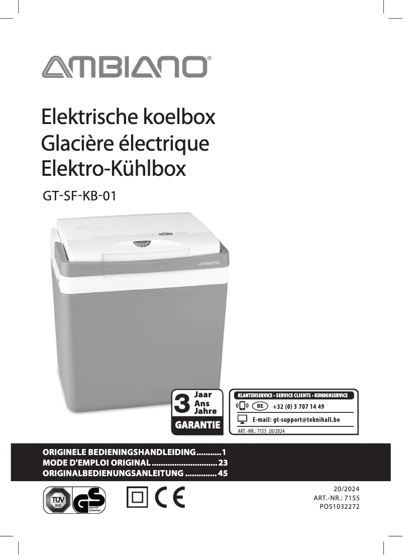 Page 1 de la notice Manuel utilisateur Ambiano GT-SF-KB-01