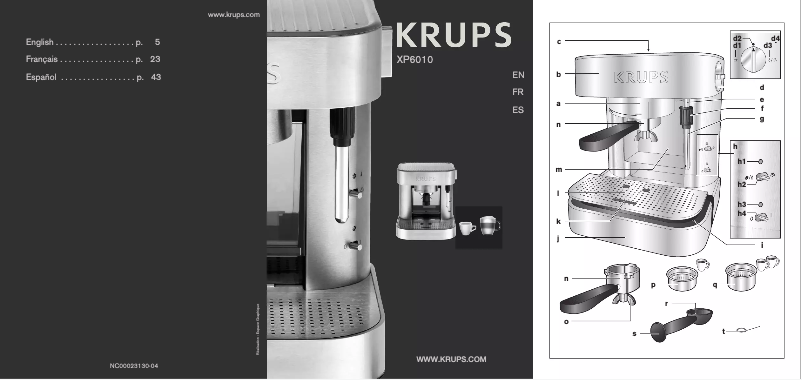 Page 1 de la notice Manuel utilisateur Krups XP6010