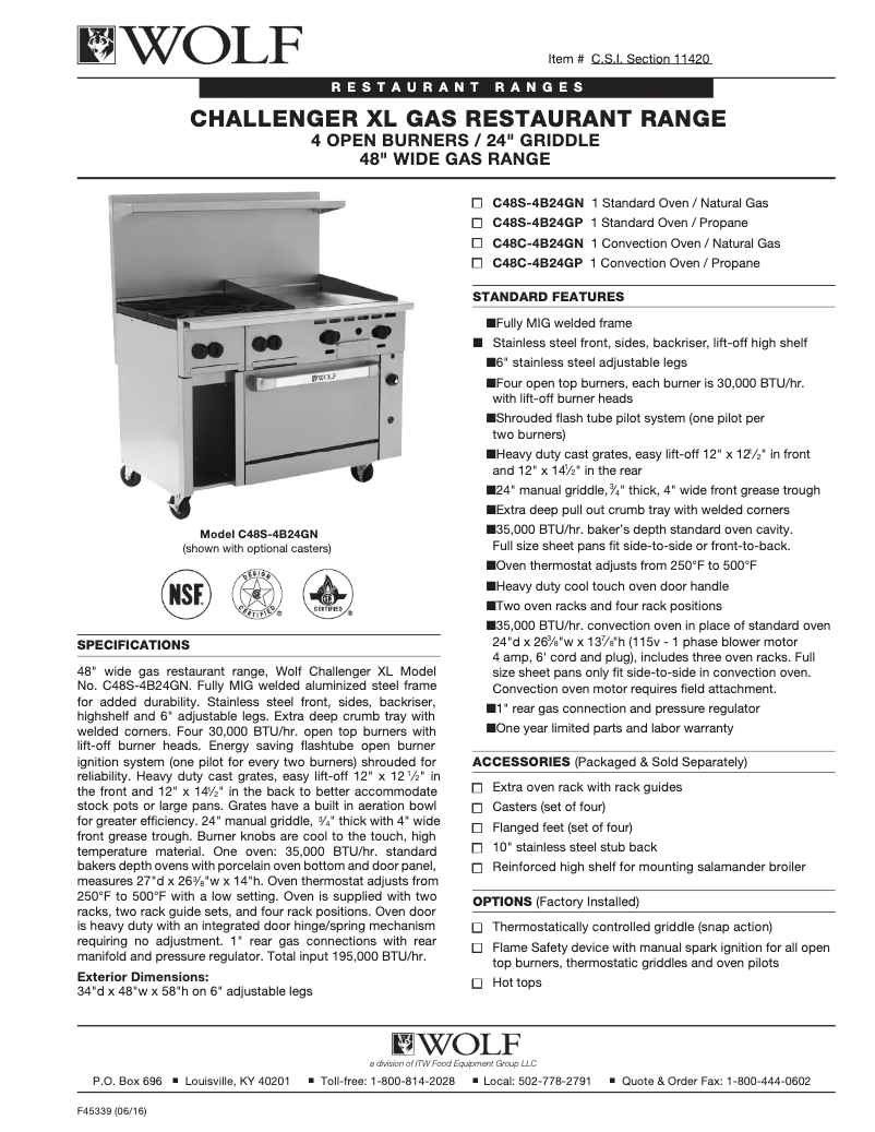 Page n°1 - Fiche technique Wolf C48S-4B24G