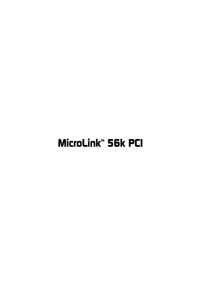 Page n°1 - Manuel utilisateur Devolo MicroLink 56k PCI