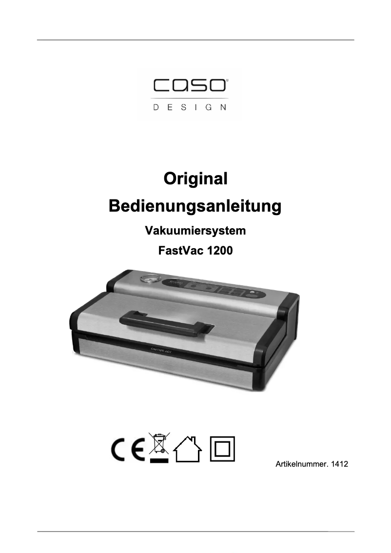 Page n°1 - Manuel utilisateur Caso FastVac 1200