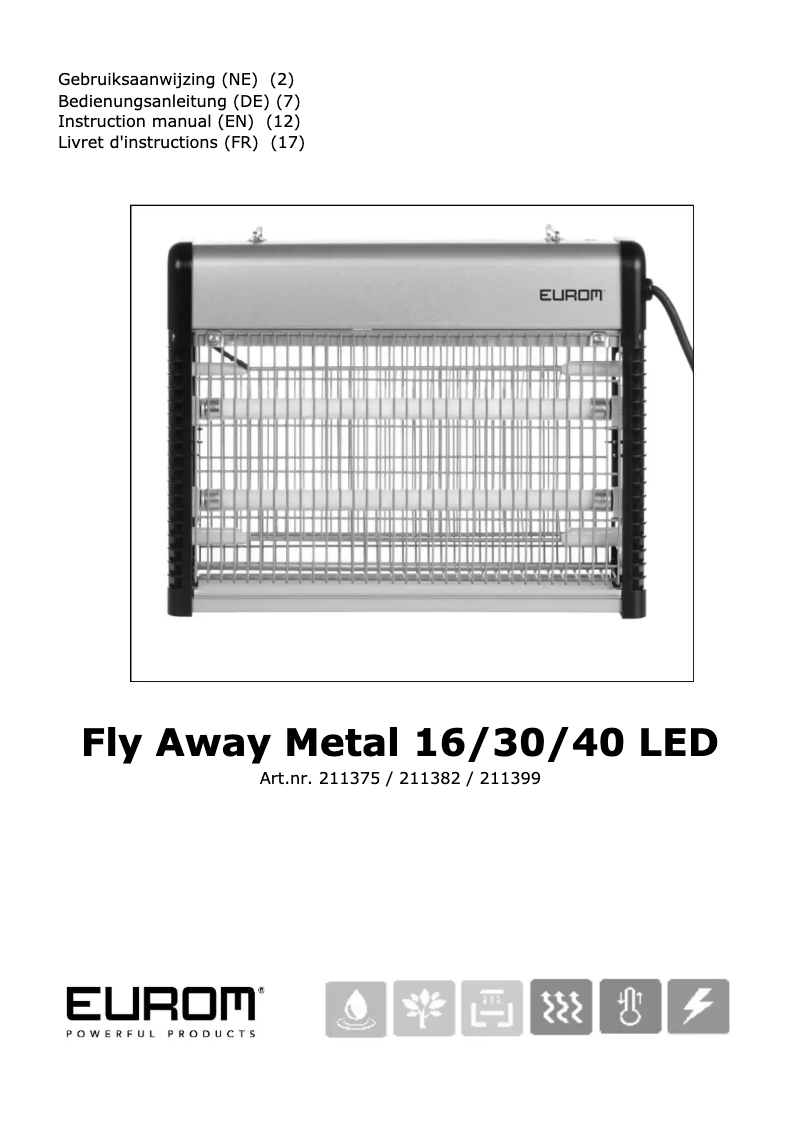 Página 1 del manual Manual de usuario Eurom Fly Away metal 40 LED