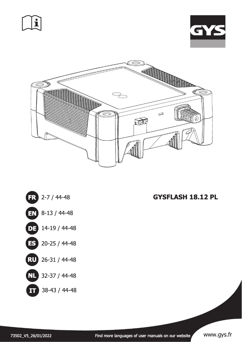 Page n°1 - Manuel utilisateur GYS Gyslash 18.12 PL