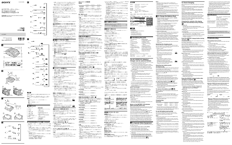 Page 1 de la notice Manuel utilisateur Sony AC-VQ1051