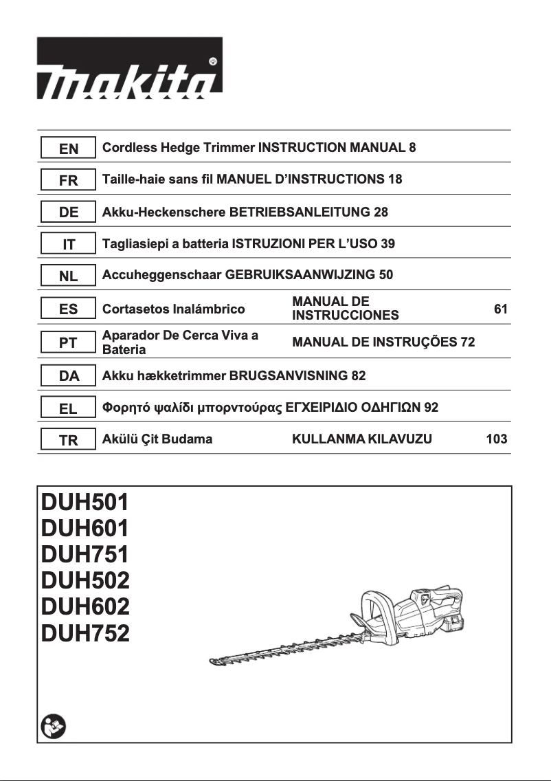 Page 1 de la notice Manuel utilisateur Makita DUH501Z