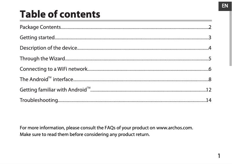 Page 1 de la notice Manuel utilisateur Archos Cobalt 79