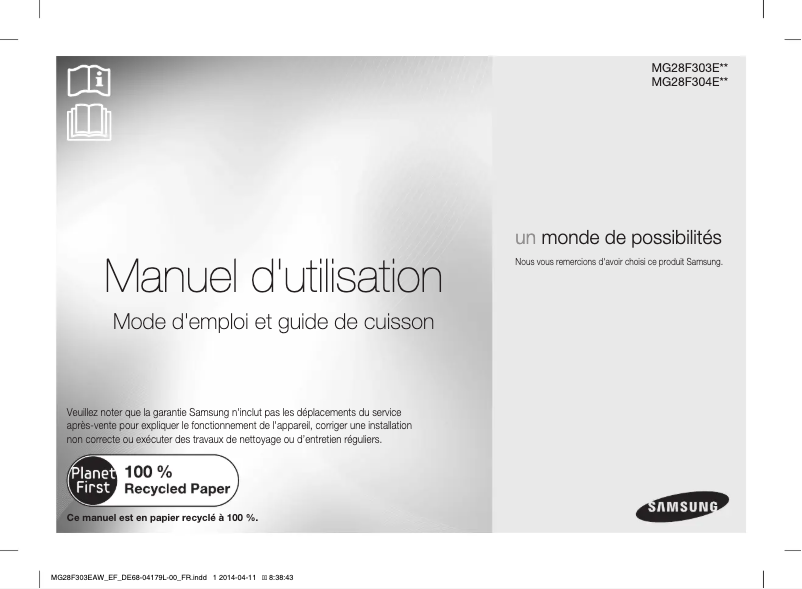 Page 1 de la notice Manuel utilisateur Samsung MG28F303ECW