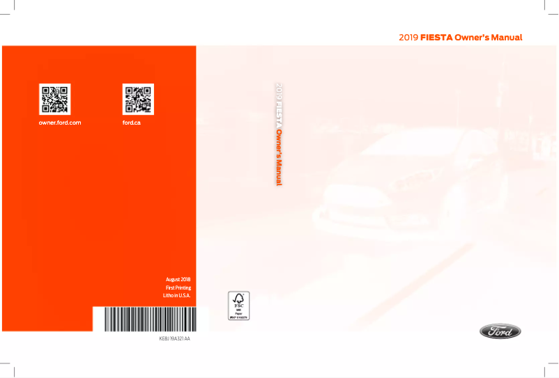 Page n°1 - Manuel utilisateur Ford Fiesta (2019)