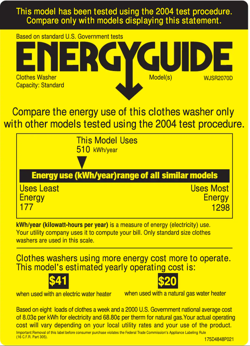 Image de la première page du manuel de l'appareil WJSR2070DWW