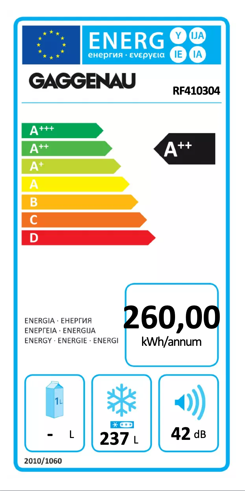 Página 1 del manual Etiqueta energética Gaggenau RF410304