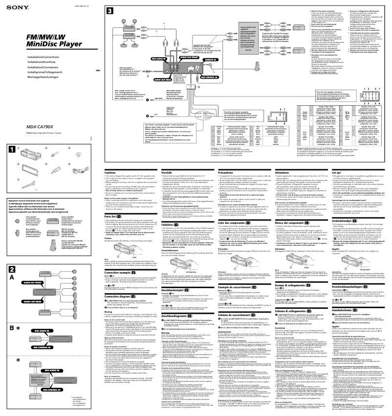 Página 1 del manual Guía de instalación Sony MDX-CA790X