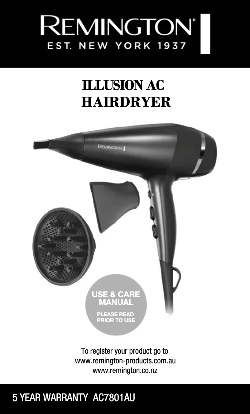 Page 1 de la notice Manuel utilisateur Remington Illusion AC7801AU