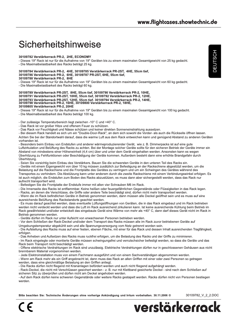 Image de la première page du manuel de l'appareil Amplifier Rack PR-2ST