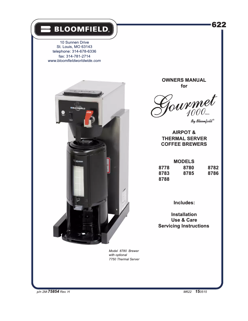 Page n°1 - Manuel utilisateur Bloomfield Gourmet 1000 8786