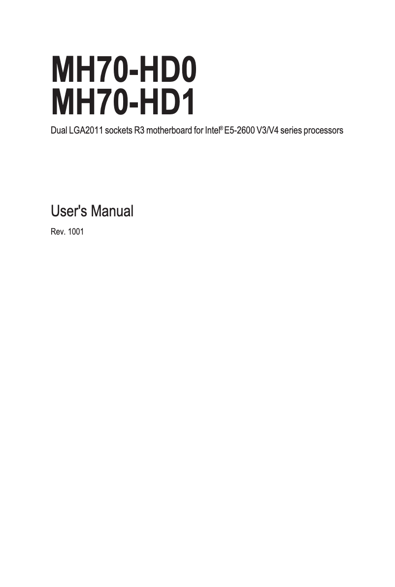 Image de la première page du manuel de l'appareil MH70-HD0