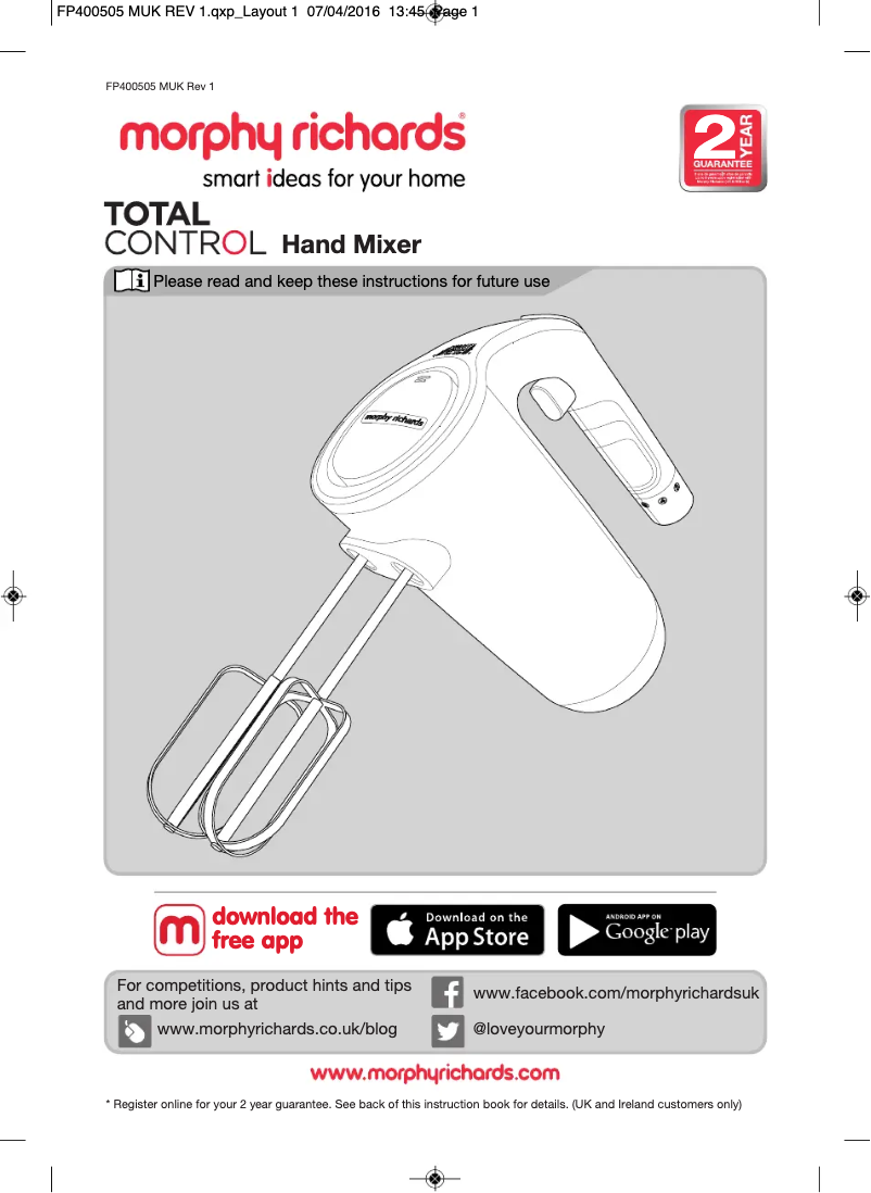 Image de la première page du manuel de l'appareil Total Control 400505EE