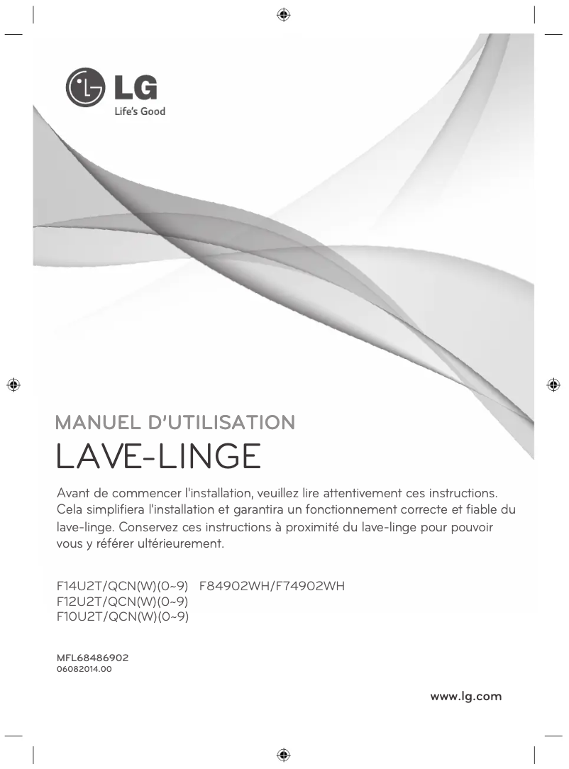 Page 1 de la notice Manuel utilisateur LG F84902WH