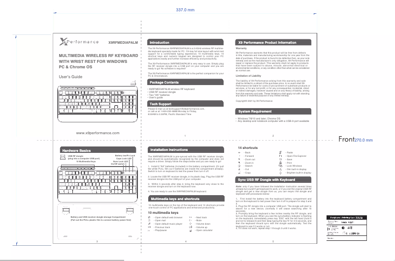 Image de la première page du manuel de l'appareil X9MEDIAPALM