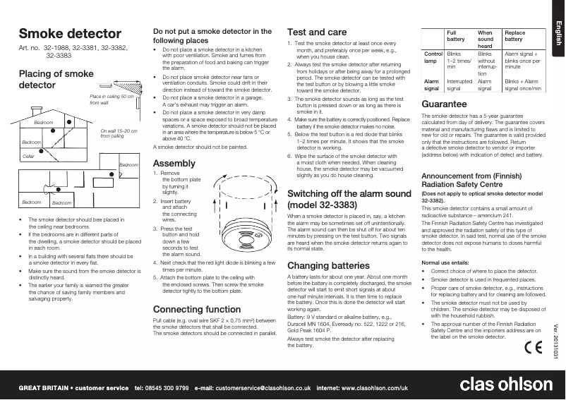 Page n°1 - Manuel utilisateur Clas Ohlson 32-3382