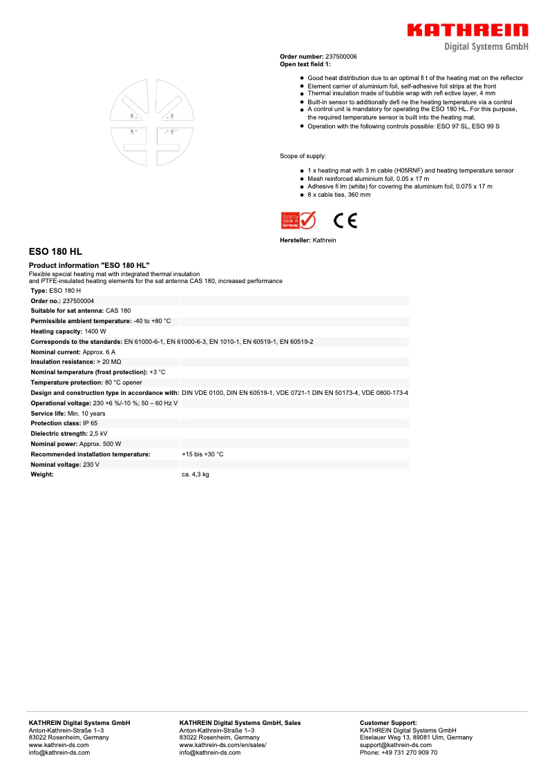 Image de la première page du manuel de l'appareil ESO 180 HL