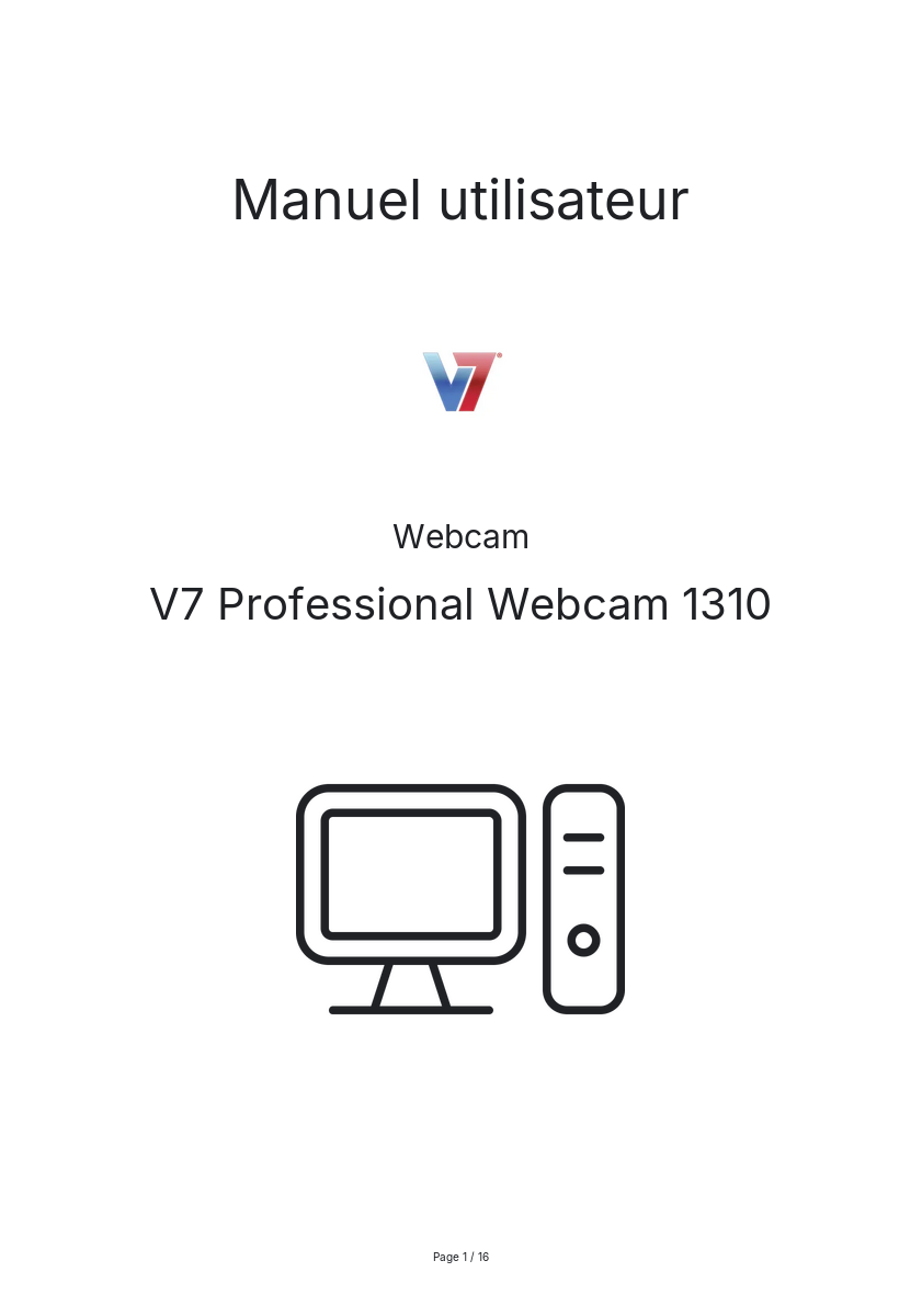 Page n°1 - Manuel utilisateur V7 Professional Webcam 1310