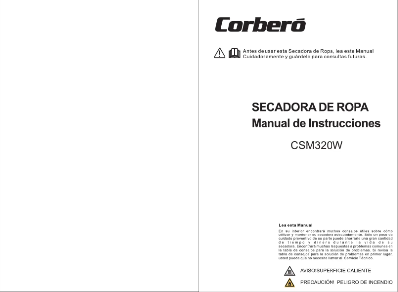 Page 1 de la notice Manuel utilisateur Corbero CSM320W
