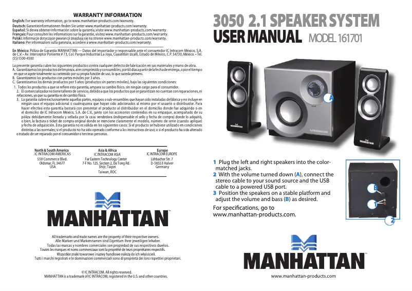 Page 1 de la notice Manuel utilisateur Manhattan 3050