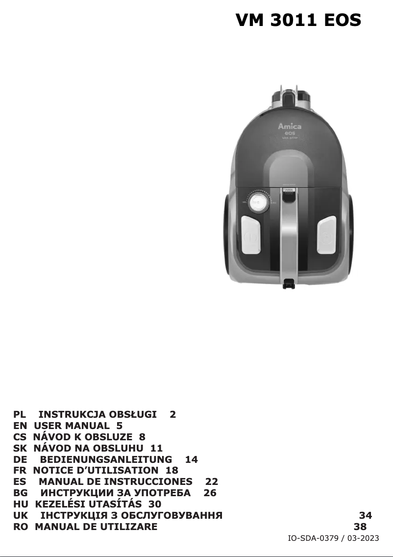 Imagen de la primera página del manual del dispositivo VM 3011 EOS
