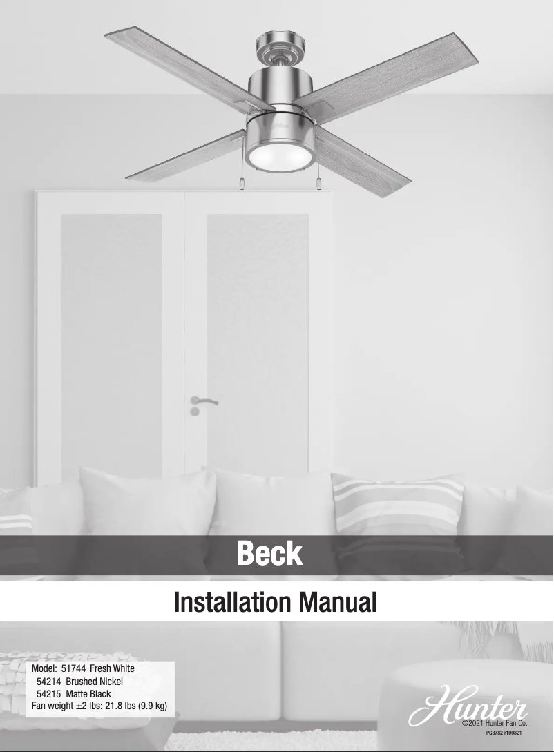 Página 1 del manual Guía de instalación Hunter Beck