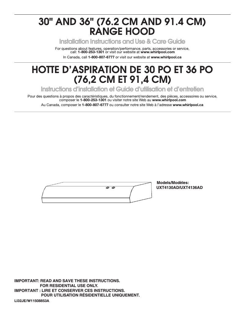 Image de la première page du manuel de l'appareil UXT4130ADS