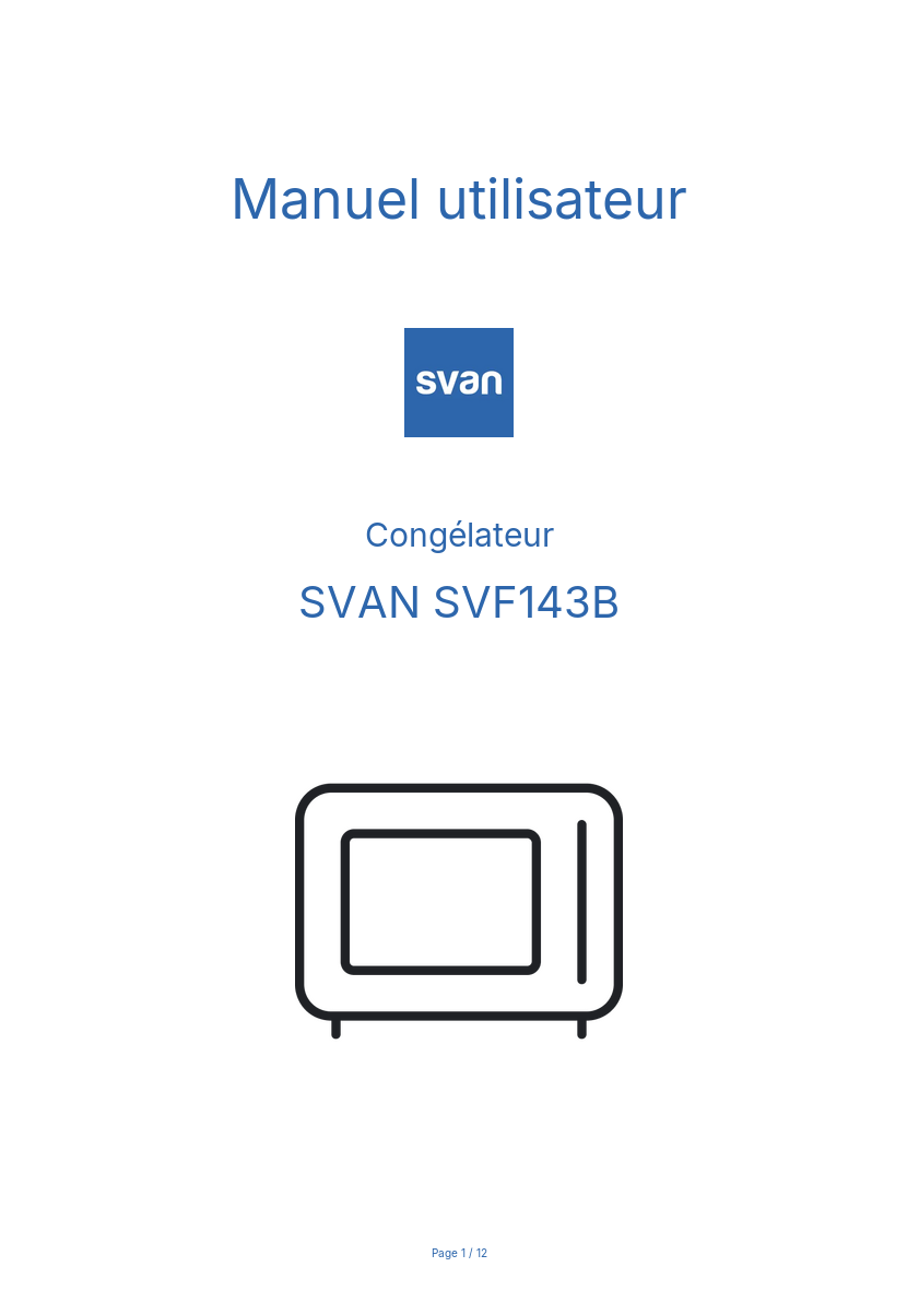Page n°1 - Manuel utilisateur SVAN SVF143B