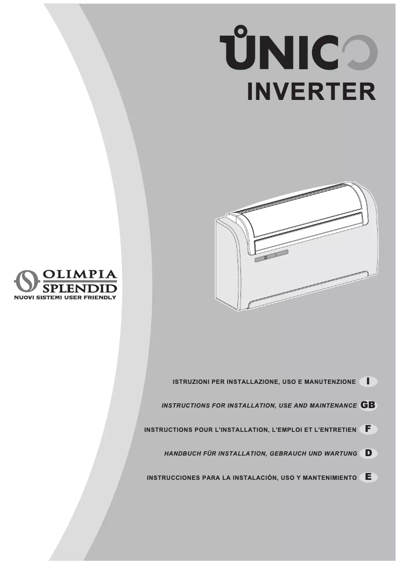 Page 1 de la notice Manuel utilisateur Olimpia Splendid Unico Inverter 9 HP