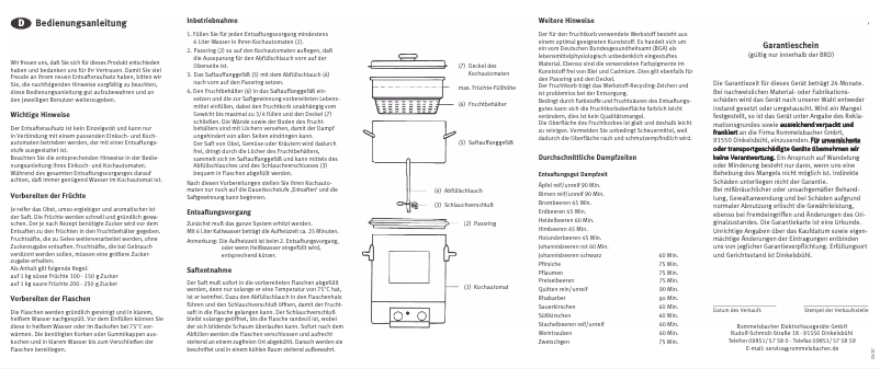 Page n°1 - Manuel utilisateur Rommelsbacher EA 17