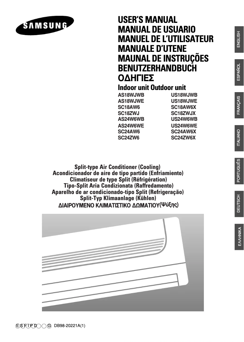 Page 1 de la notice Manuel utilisateur Samsung SC18AW6
