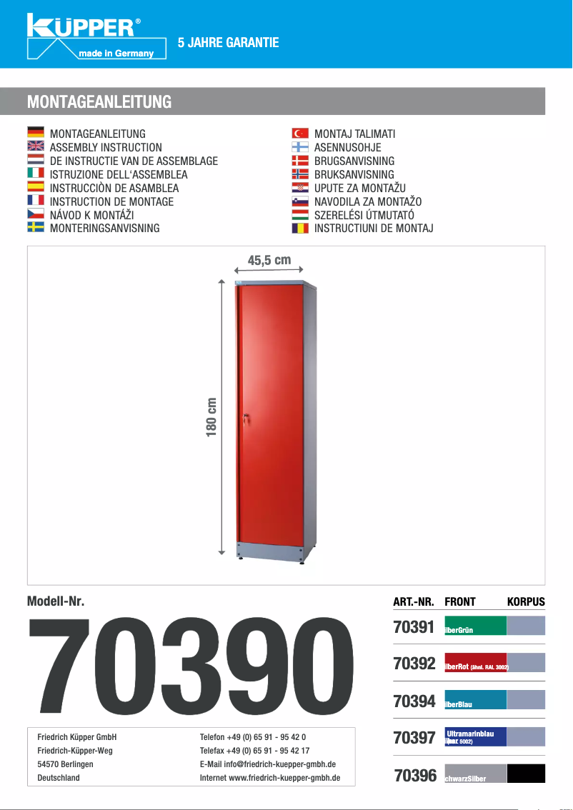 Page n°1 - Manuel utilisateur Küpper 70392