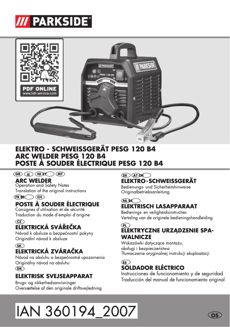 Page n°1 - Manuel utilisateur Parkside PESG 120 B4