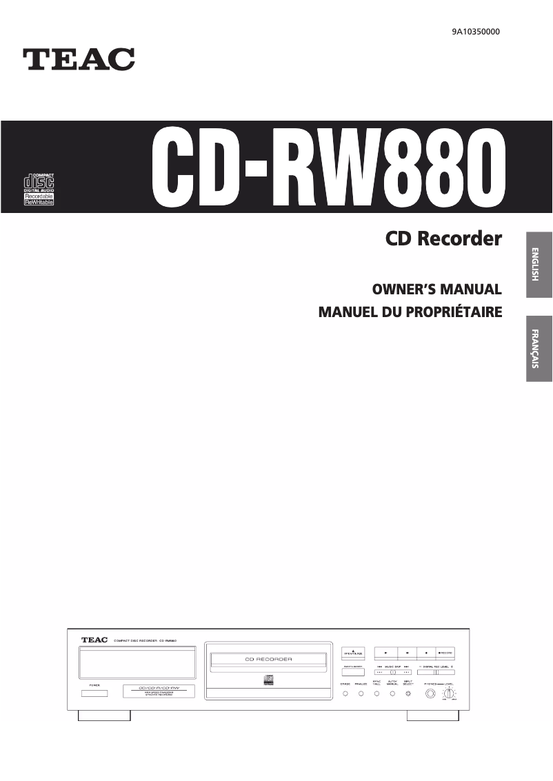 Image de la première page du manuel de l'appareil CD-RW880