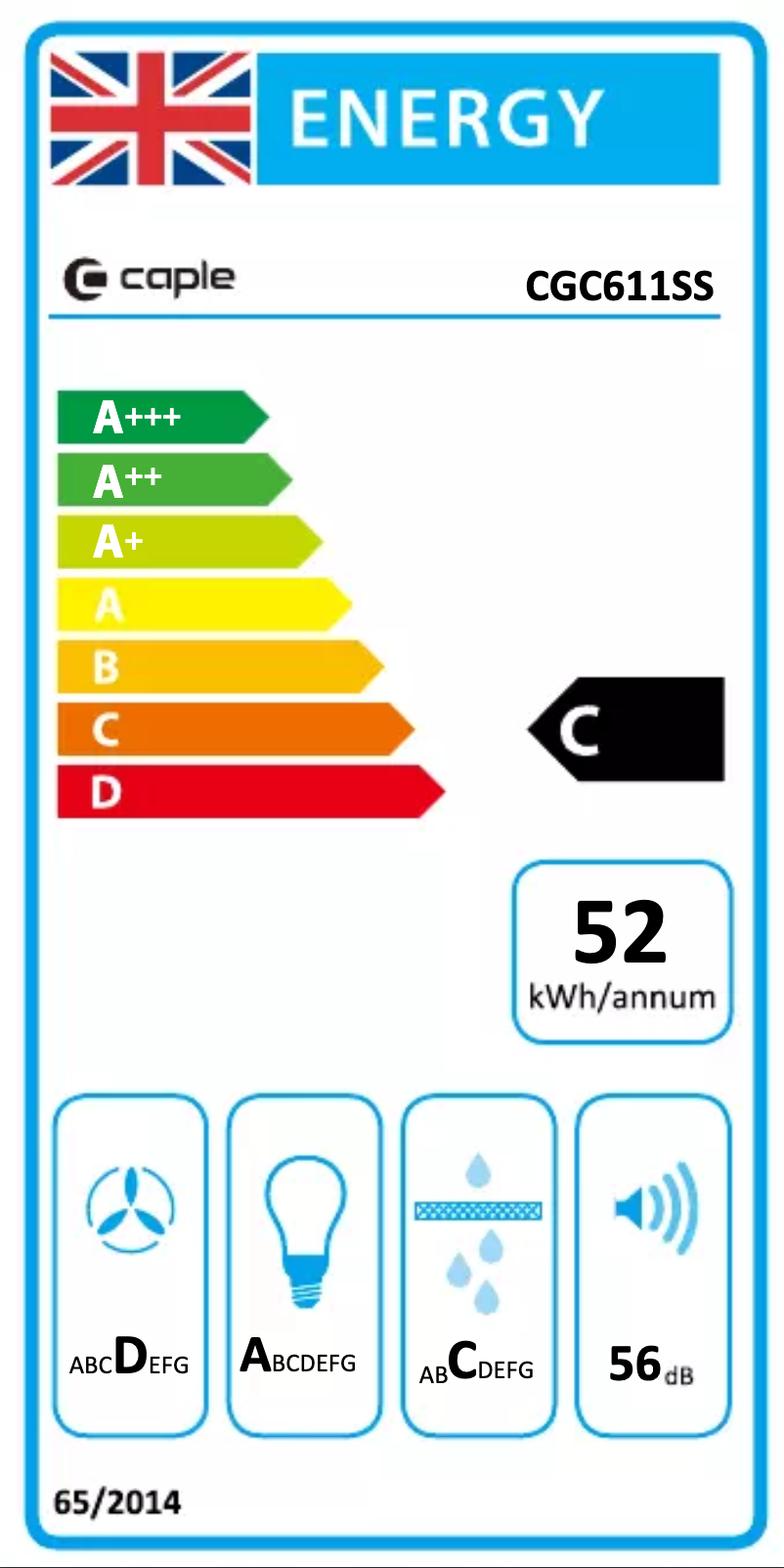 Page 1 de la notice Label énergétique Caple CGC611SS
