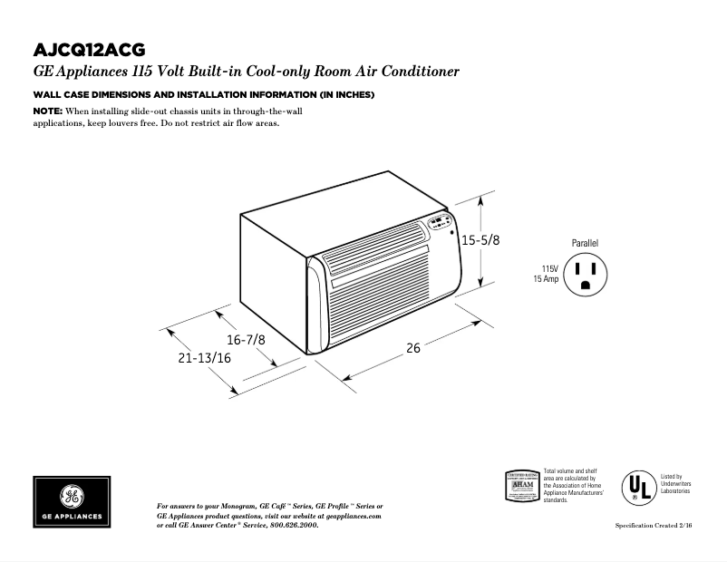 Image de la première page du manuel de l'appareil AJCQ12ACG