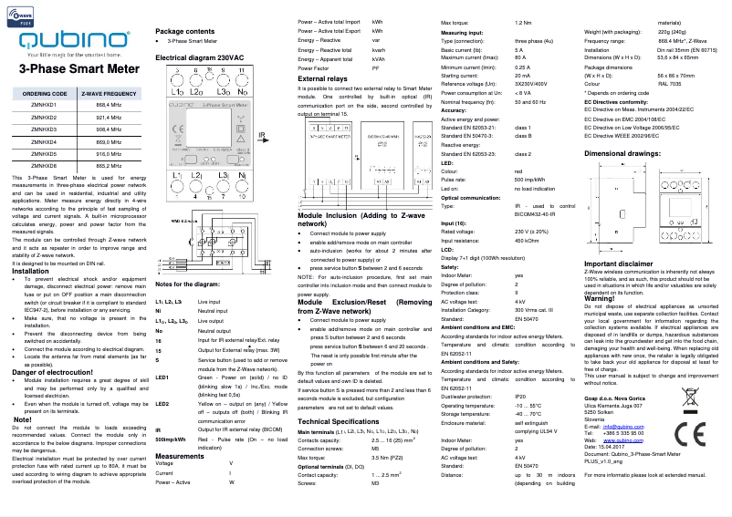 Page n°1 - Manuel utilisateur Qubino ZMNHXD1