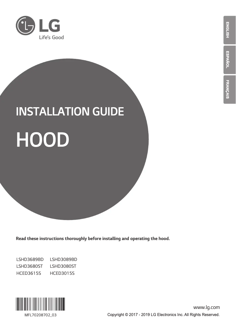 Page 1 de la notice Fiche technique LG HCED3615S