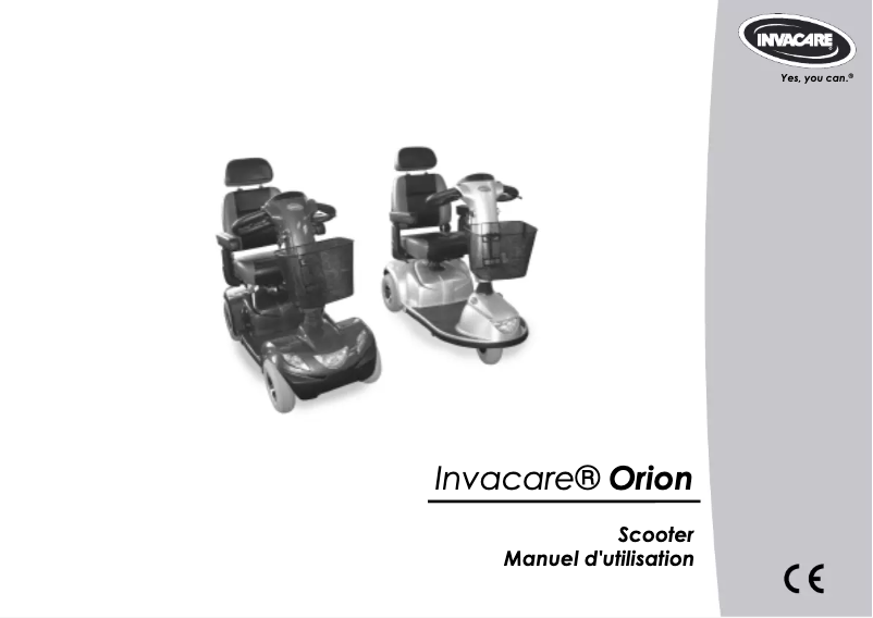 Page n°1 - Manuel utilisateur Invacare Orion