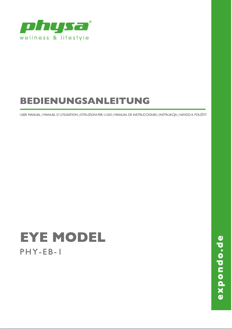 Page n°1 - Manuel utilisateur Physa PHY-EB-1