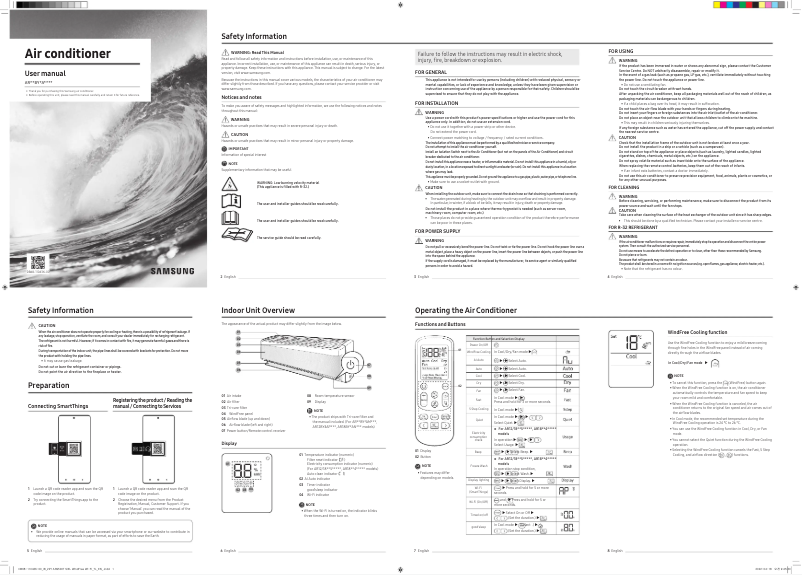 Page 1 de la notice Manuel utilisateur Samsung AR18BY4APWKXNA