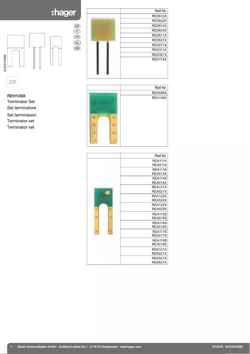 Page 1 de la notice Instructions / montage Elcom REH109X