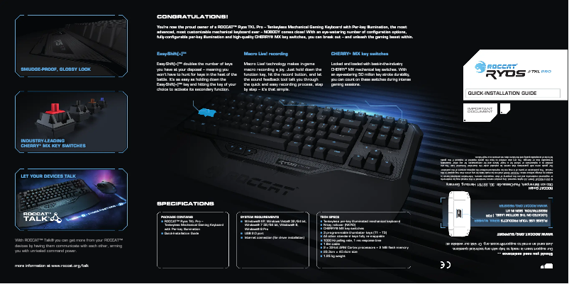 Página 1 del manual Manual de usuario Roccat Ryos TKL Pro
