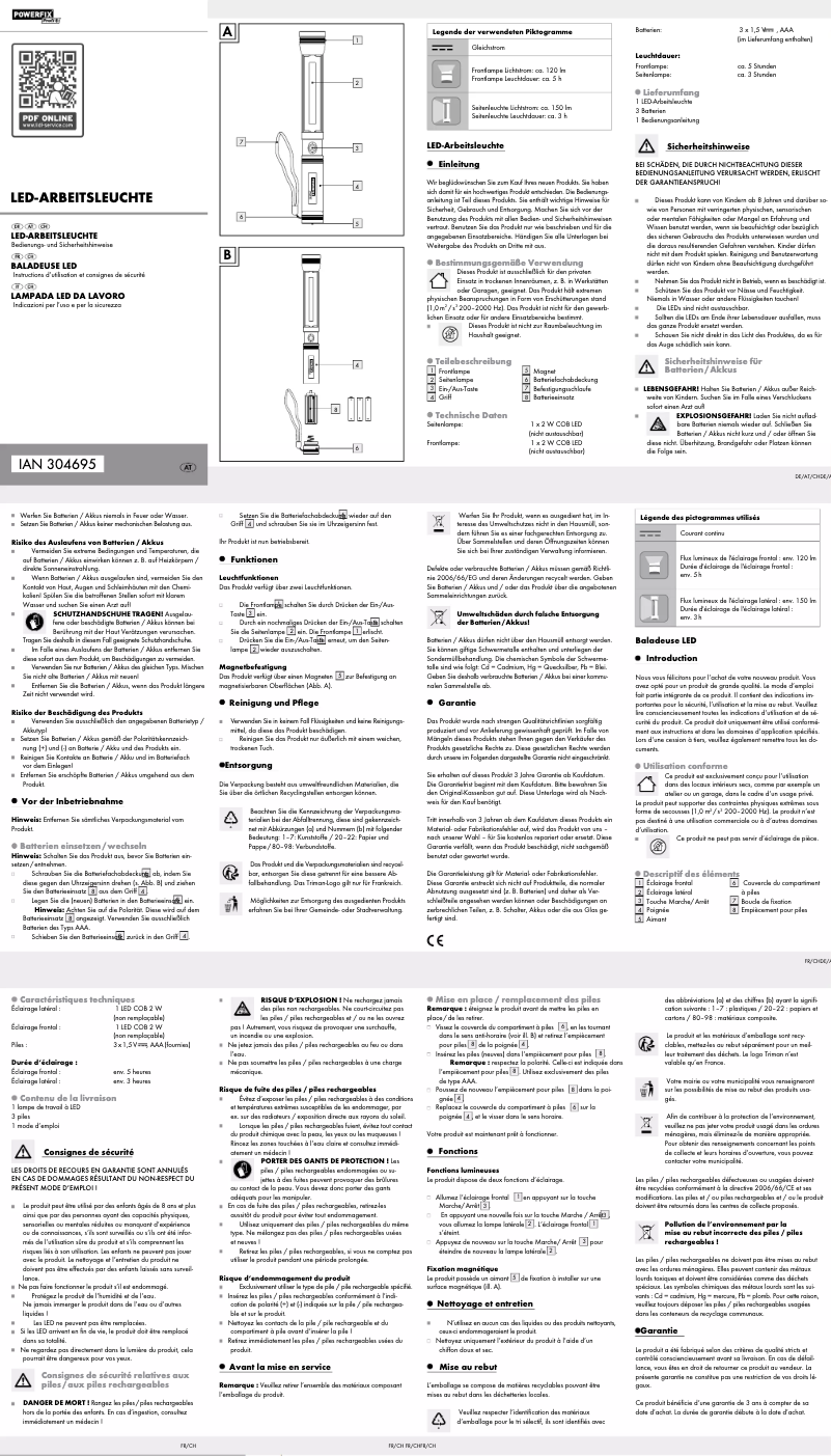 Page n°1 - Manuel utilisateur Powerfix HG04347